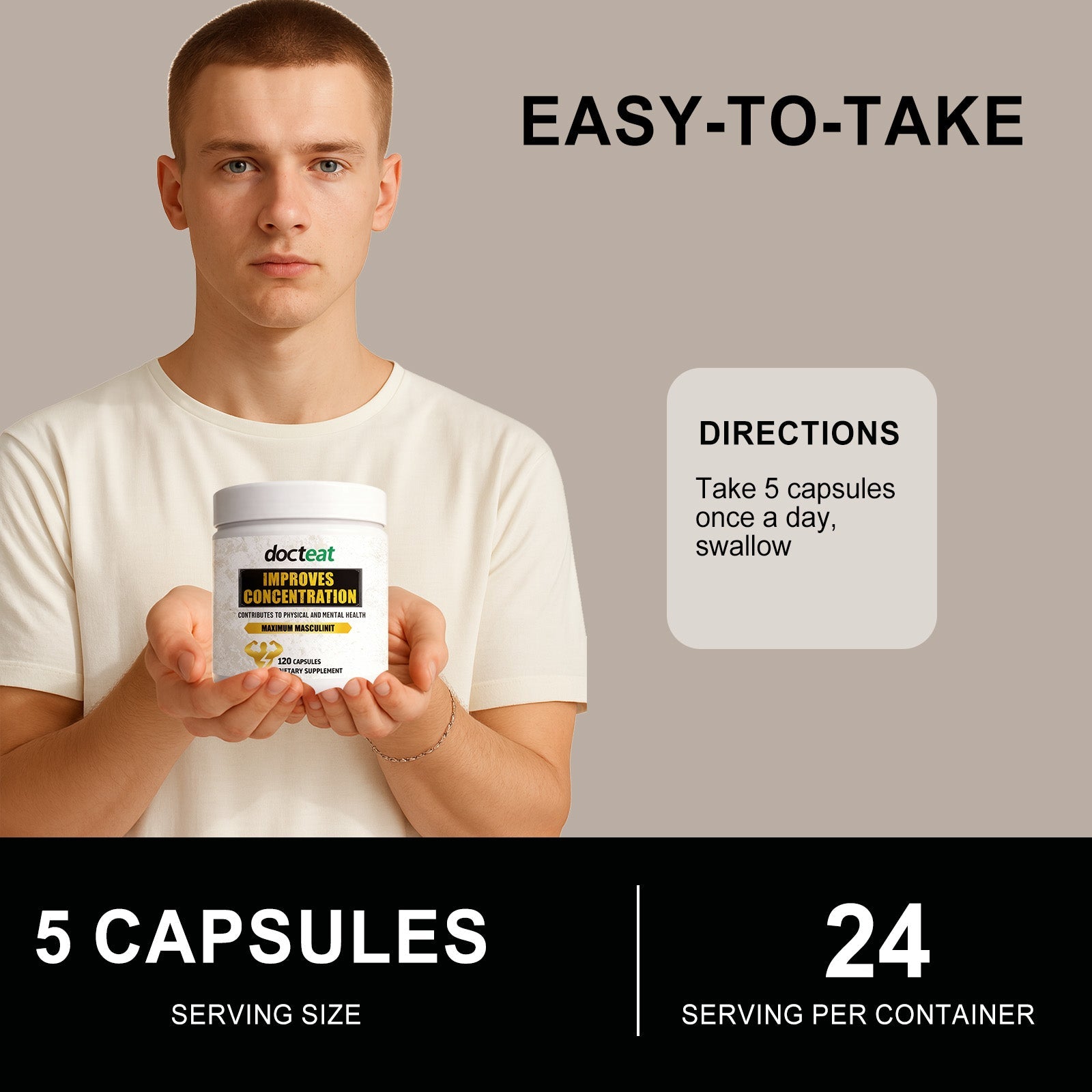 Boost Vitality with Male Care Capsules, Natural Body Care for Endurance ,120 capsules