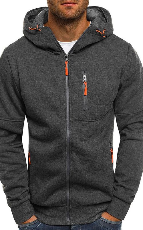 Men Zip Training Jacket Gym Hooded Long Sleeve Sweatshirt Gym Top Autumn Winter Coat