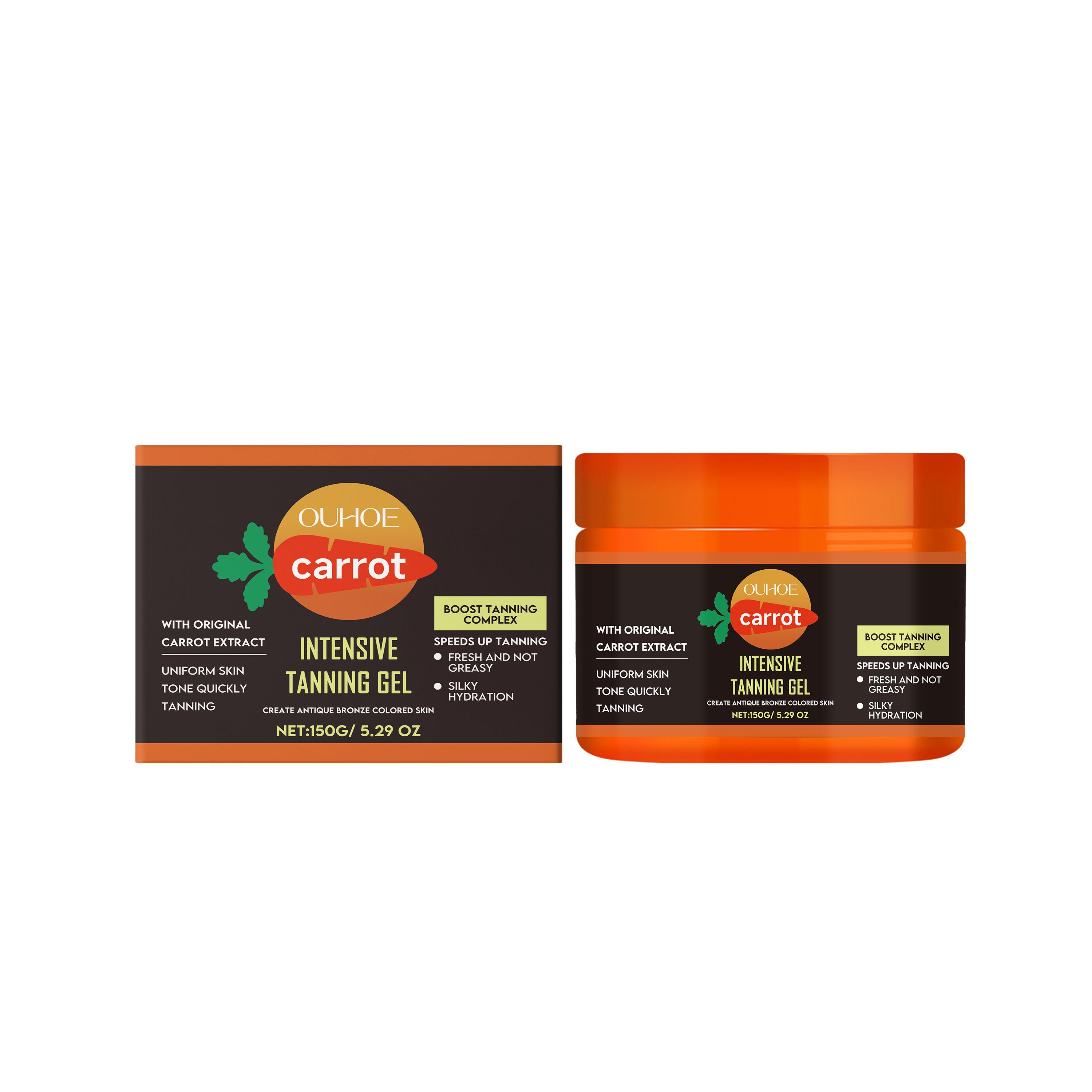 Carrot Tanning Gel, Hydrating, Natural Bronze Glow, Helps to Tan and Beautify Skin ,150g