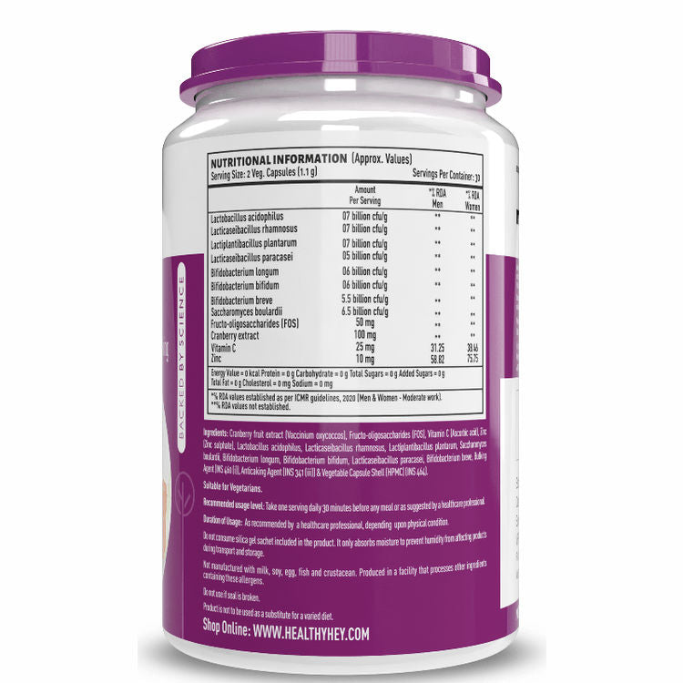Healthy Hey Nutrition Probiotics 50 Billion CFU Multi- Strains, 60 Veg. Capsules, Targeted Release Technology