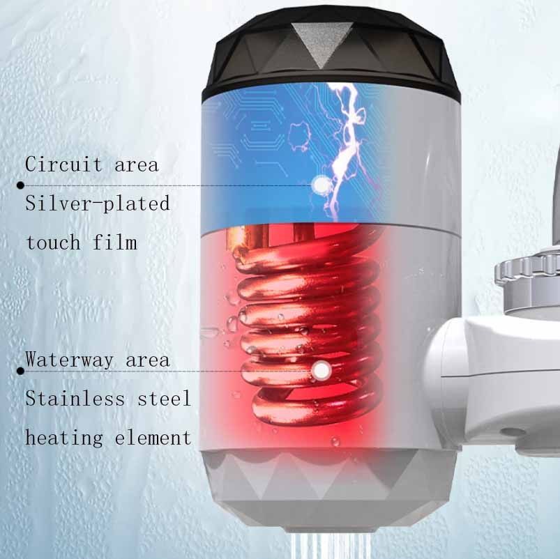 Instant Hot Water Faucet, Style:White + Leak Protection White + Leak Protection