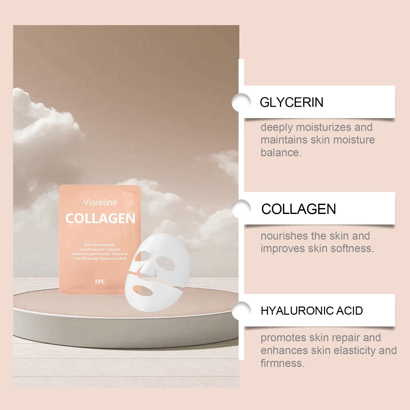 Collagen Face Mask, Hydrating Skin Care, Moisturizing & Softening, Brightening Glow ,1pcs