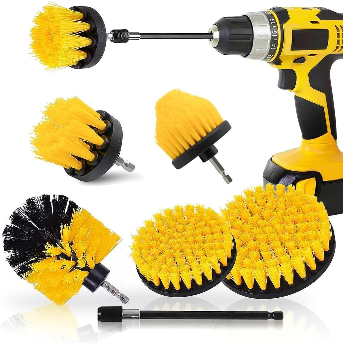 6pcs Drill Brush Attachment Set Power Scrubber Brush with Extend Long Attachment