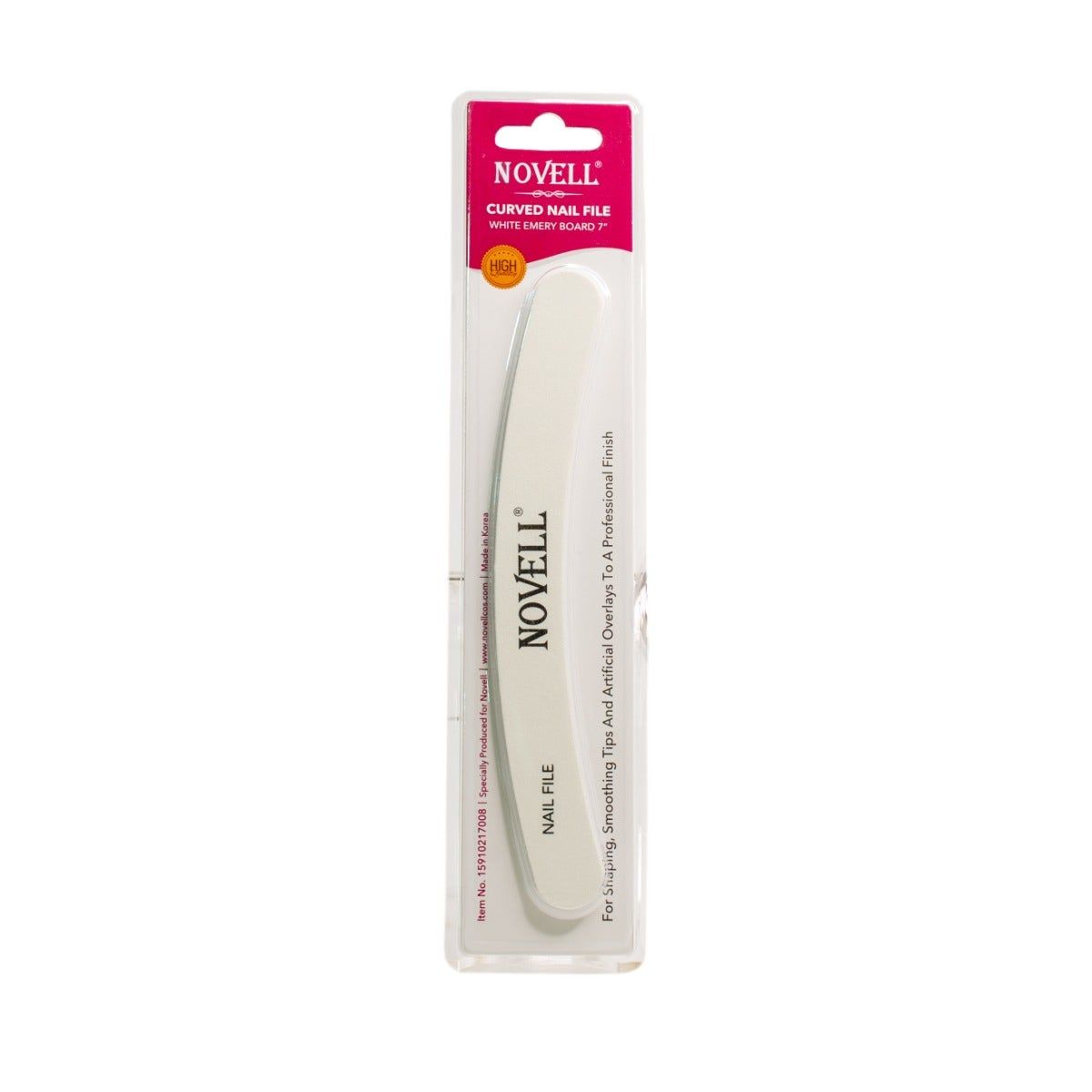 Novell Emery Board Curved Nail File 7", White