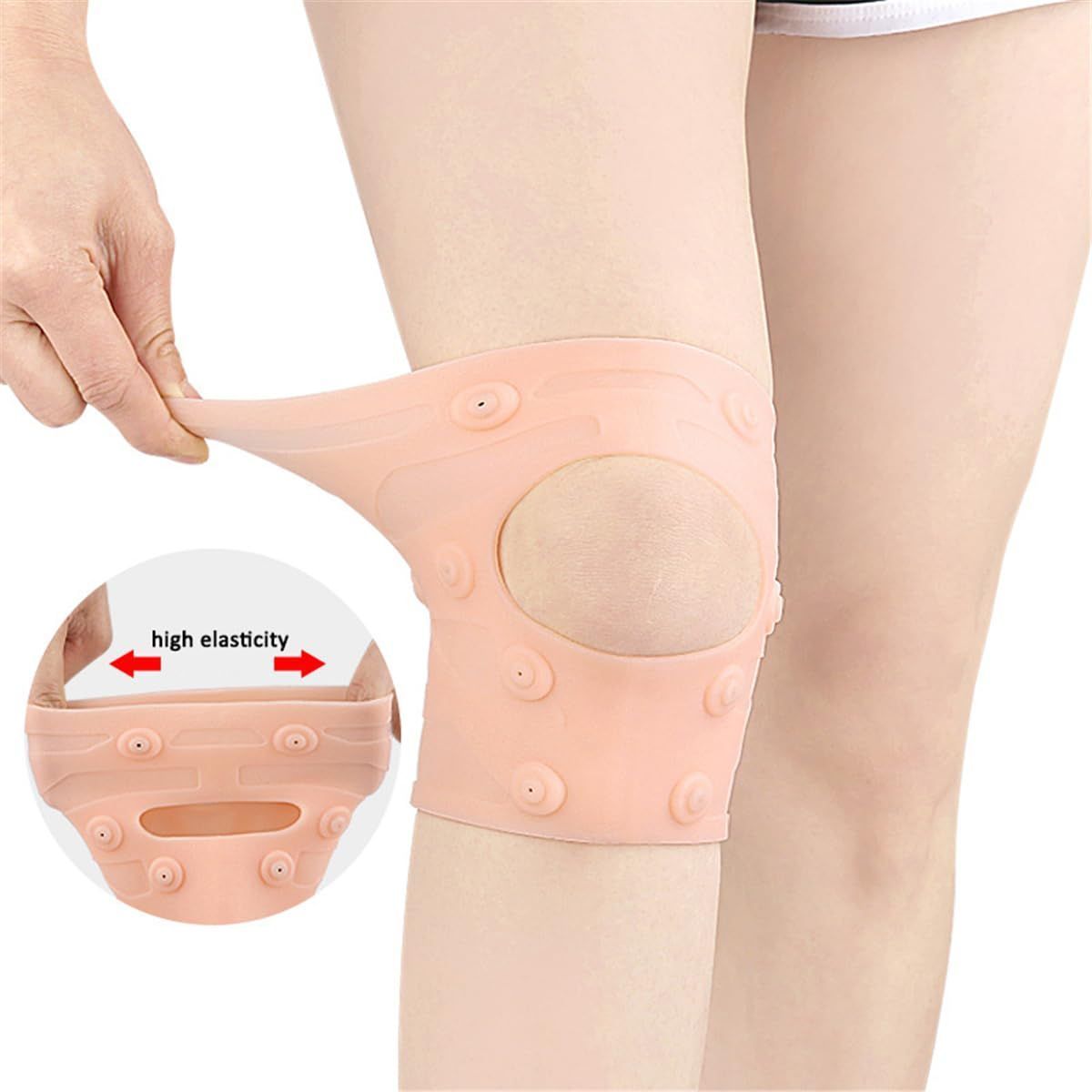 1 Pair Magnetic Knee Brace Silicone Knee Compression Sleeve Support Brace