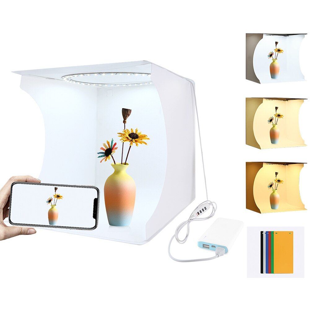 Photo Lighting Box, Small Size, 2 LED Panels, Foldable, For Backlight, DSLR Came