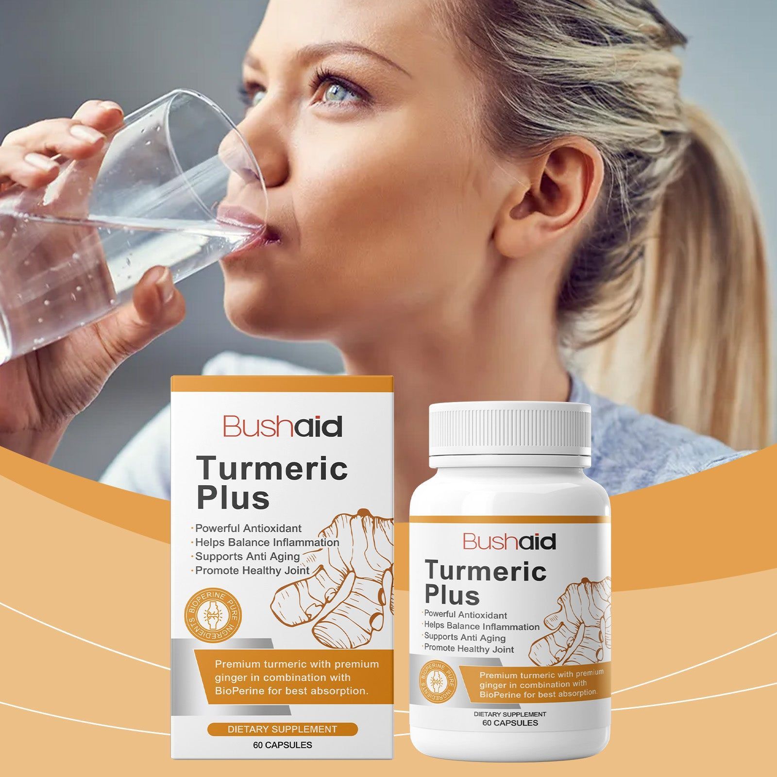 Boost Joint Health with Organic Turmeric Capsules, Reduce Arthritis Pain Naturally ,60pcs