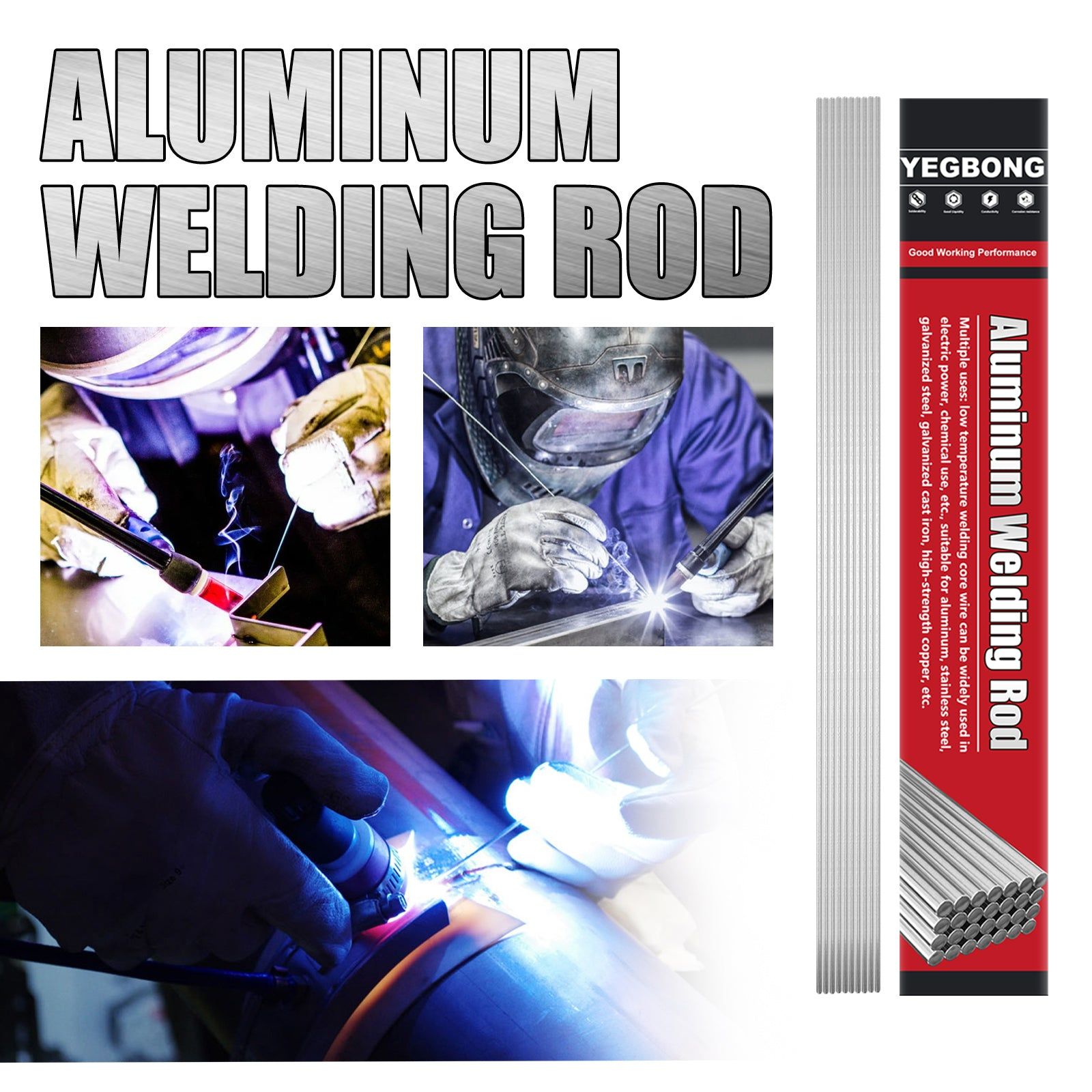 High-Strength Aluminium Welding Rod, Low Temp Flux-Cored Electrode for Fast Repairs ,10pcs