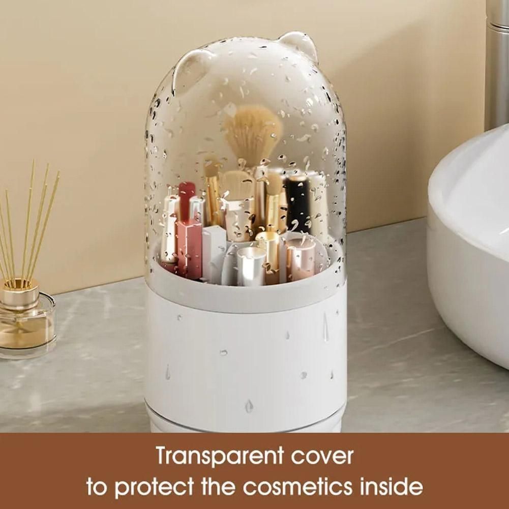 Makeup Brush Holder Dustproof Rotating Brush Organizer Pen Storage Box