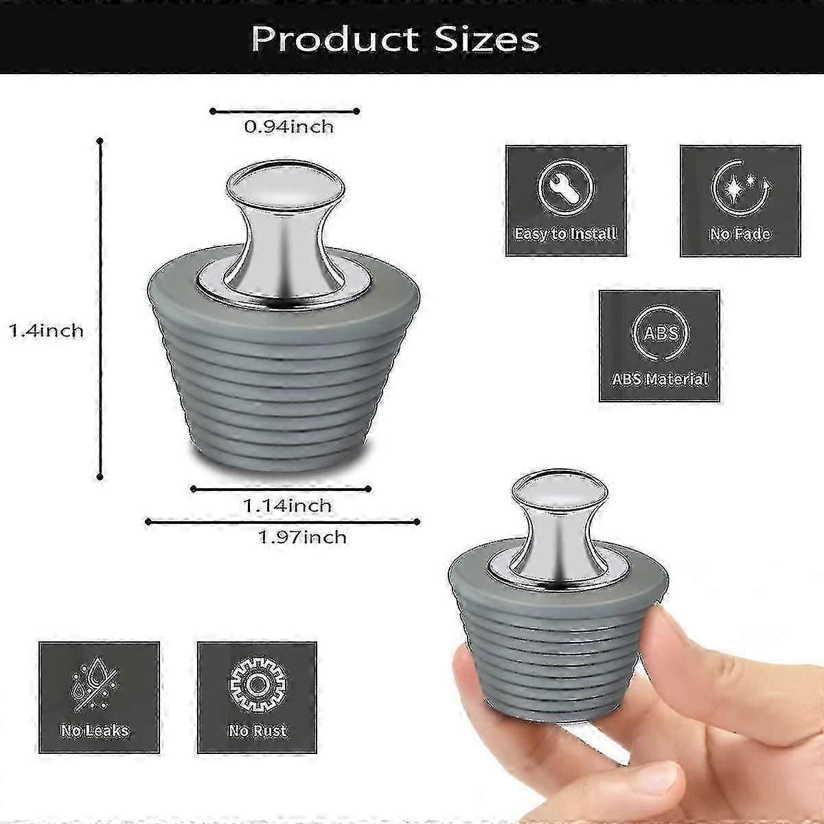 2 Pack Bathtub Drain Stopper With Silicone and Stainless Steel