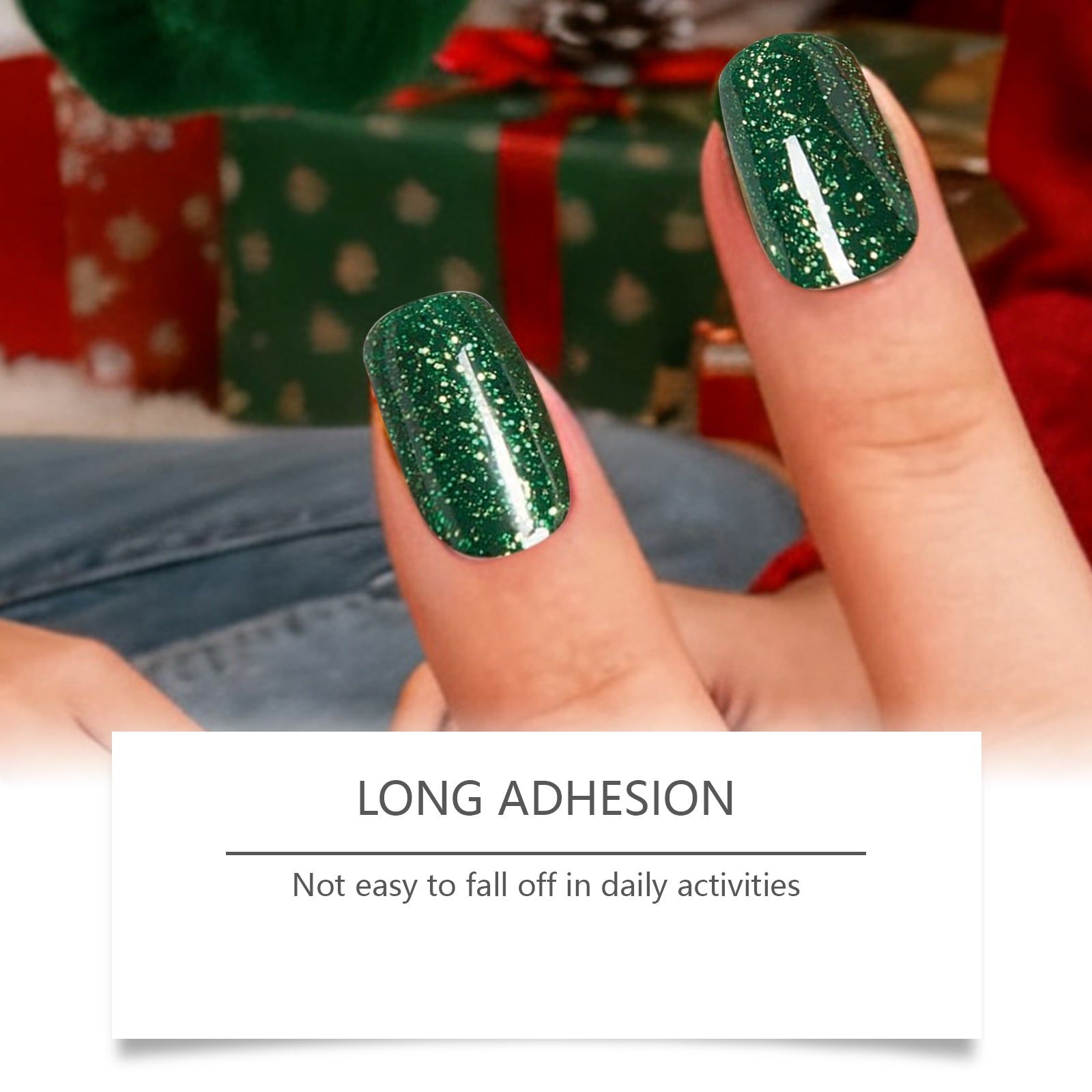 Colorful Christmas Soft Gel Nail Stickers, Easy DIY Nail Art, Festive Holiday Manicure ,1set
