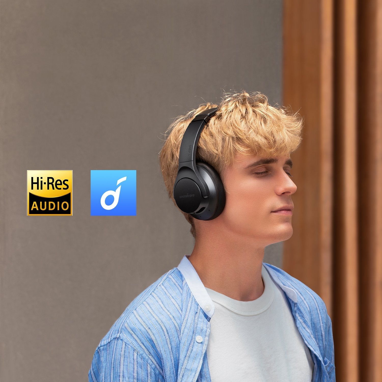 Anker Soundcore Life Q20+ Active Noise Cancelling Headphones, Hi-Res Audio Wireless Over-Ear Headphones, Black