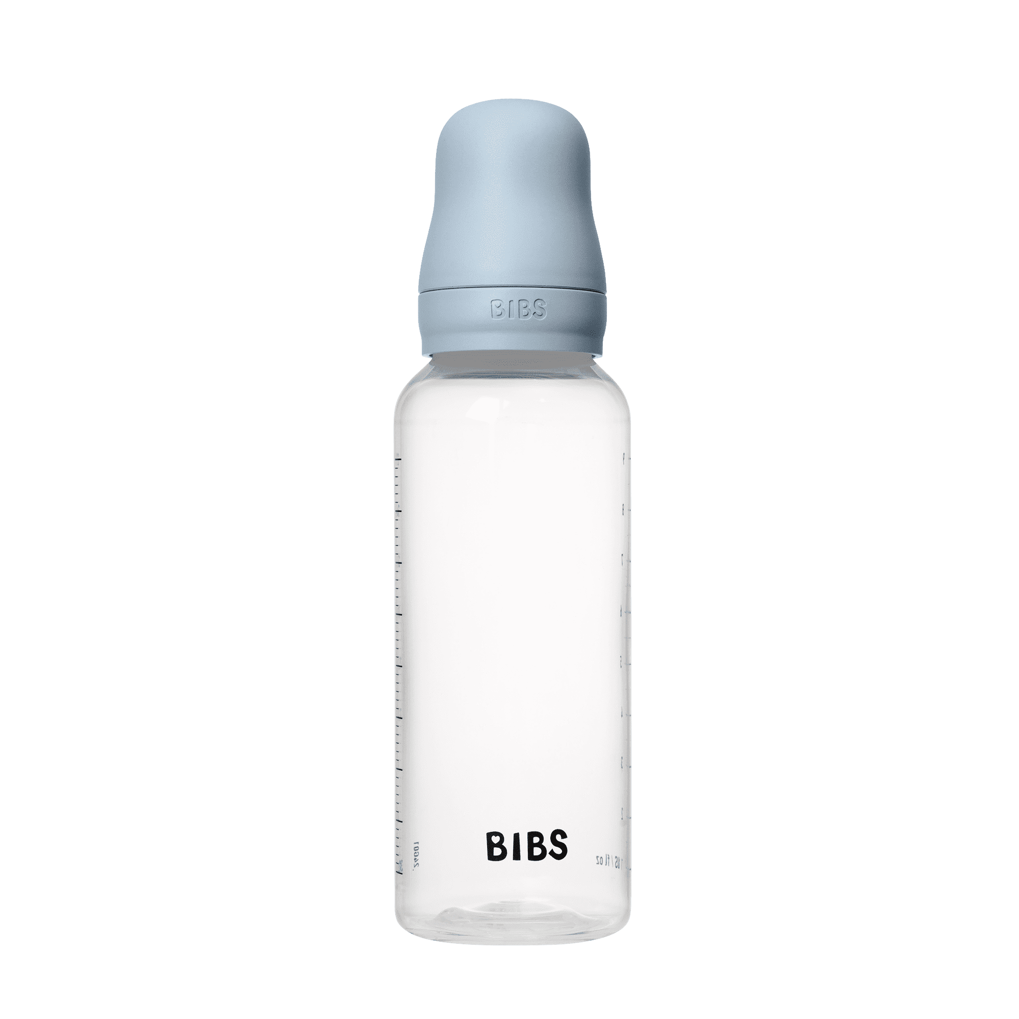 BIBS Baby Bottle with Round Latex Nipple – 270 ml Medium Flow | Baby Blue