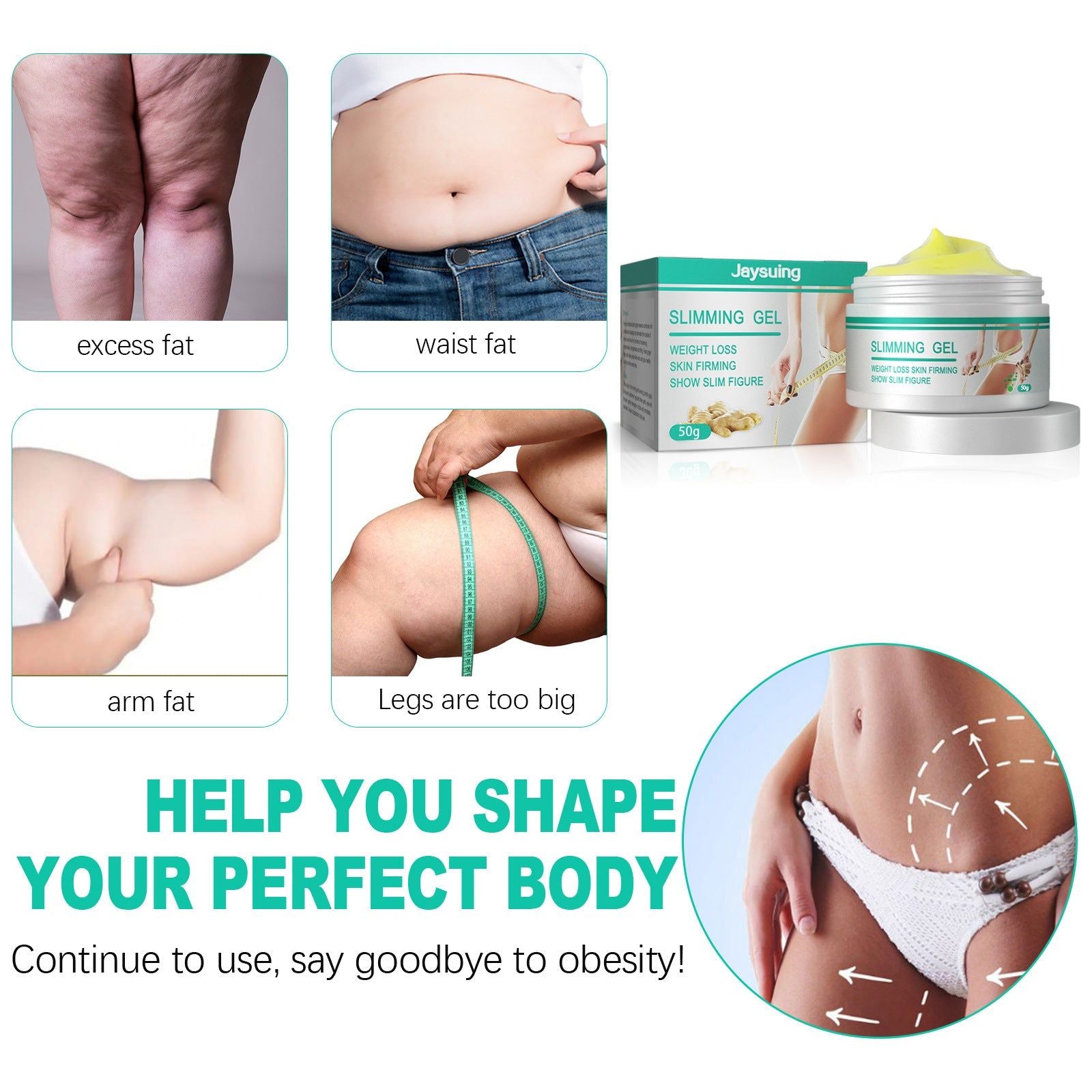 Body Massage Cream for Weight Loss and Fat Burn, Skin Rejuvenation, Firming, Edema Relief ,50g
