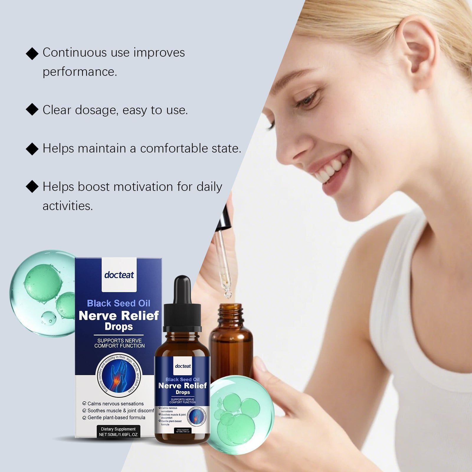 Black Seed Oil Drops for Body Care, Energy Boost, Stress Relief, Joint Support ,50ml