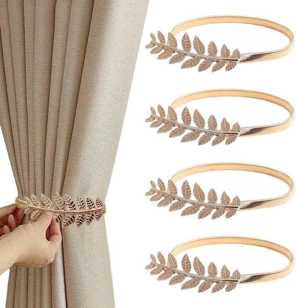 4pcs Curtain Tiebacks Adjustable Creative Leaves Curtain Clips for Home Hotel Bedroom