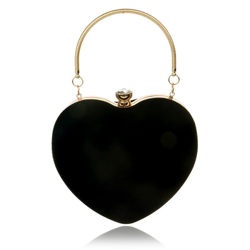 Women Heart Shaped Handbag Wedding Party Evening Bag Mini Clutch Chain Purse