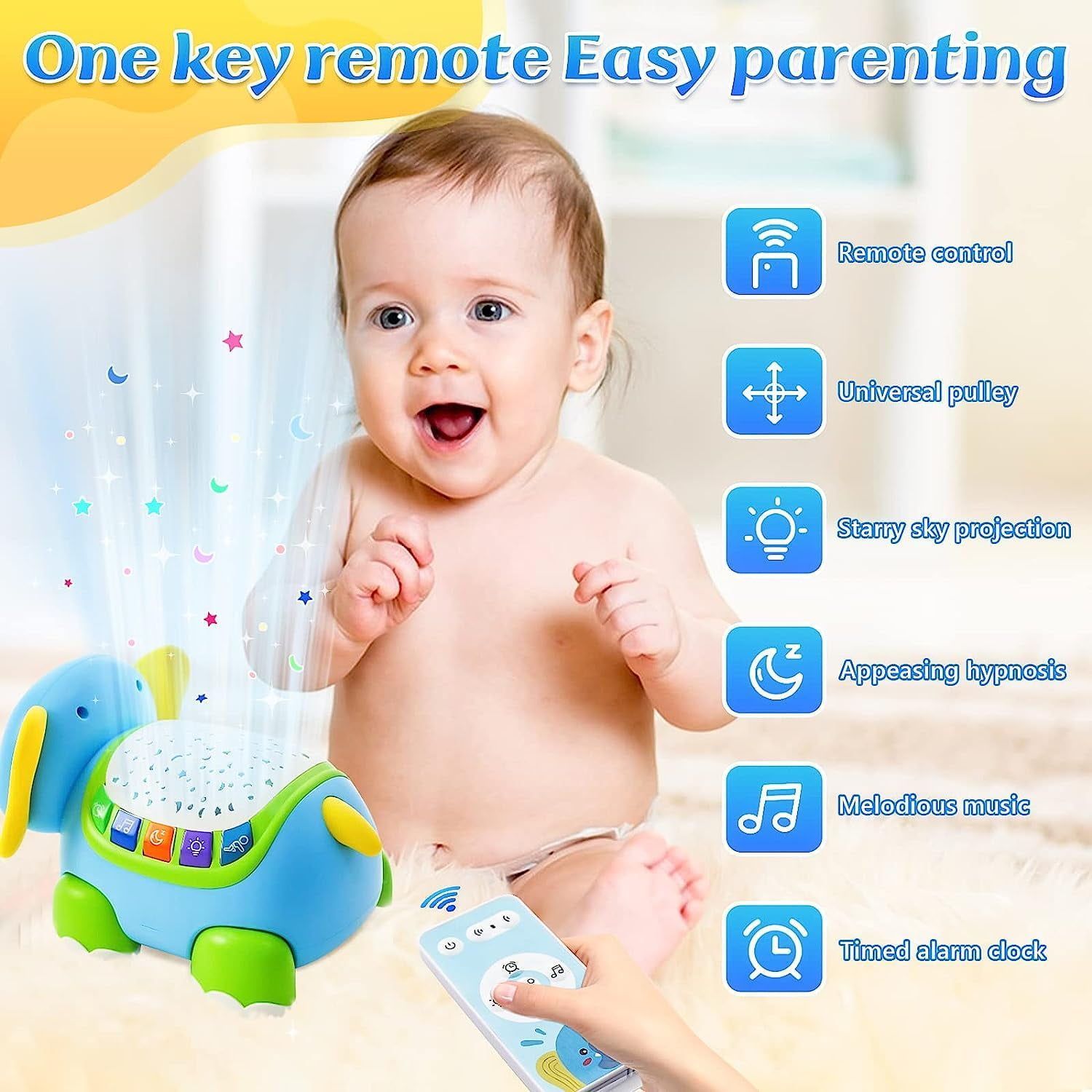Baby Crawling Toys Musical Fidget Toddler Toys with Light Projector for 6 To 12 Months Infant
