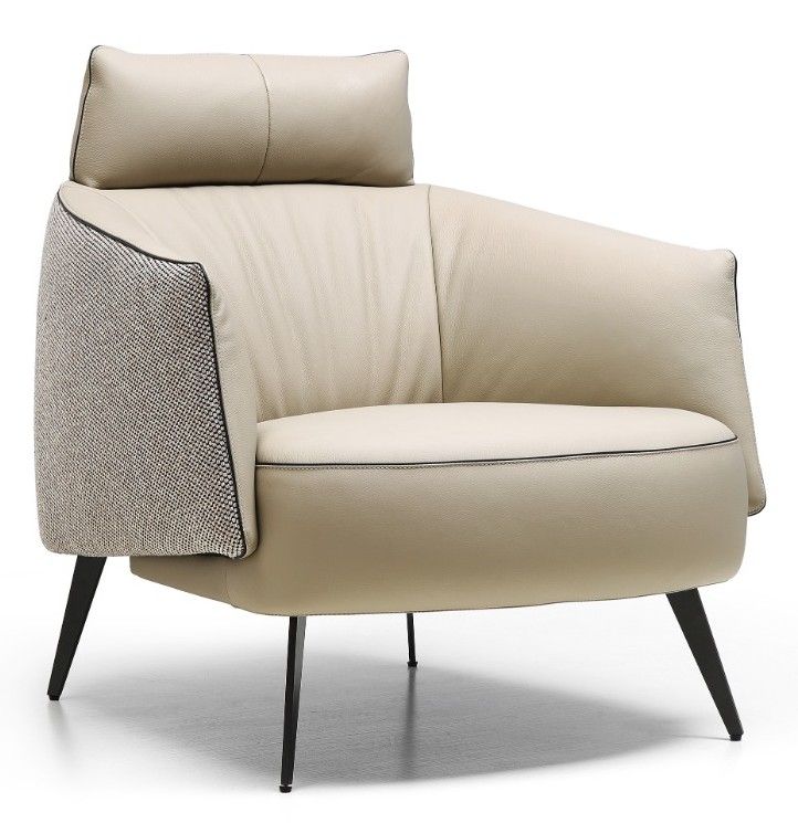 Beige Lounge Chair with Headrest #EC-374