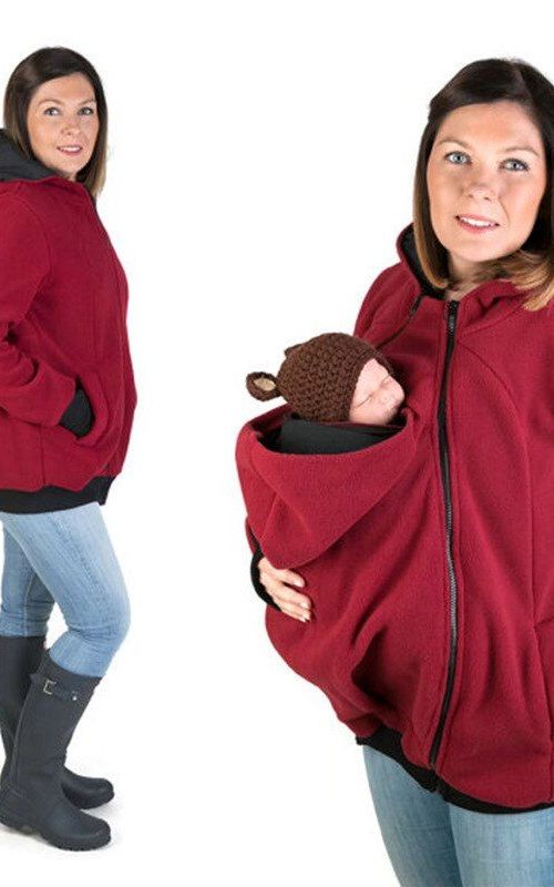 Multi Function Kangaroo Hooded Sweatshirt Baby Carrier Coat Pregnant Jacket For Women
