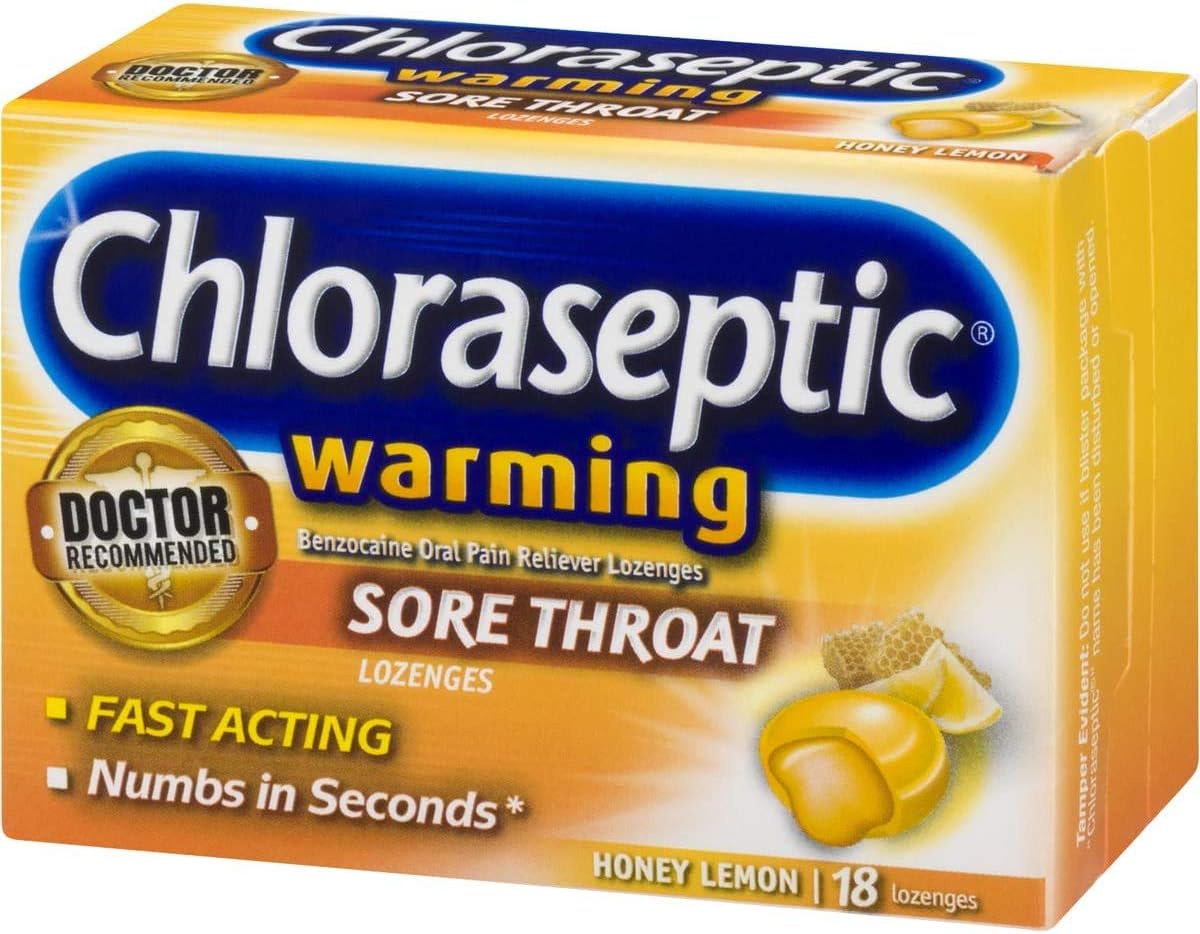 Chloraseptic Warming Sore throat Honey Lemon 18 Lozengers