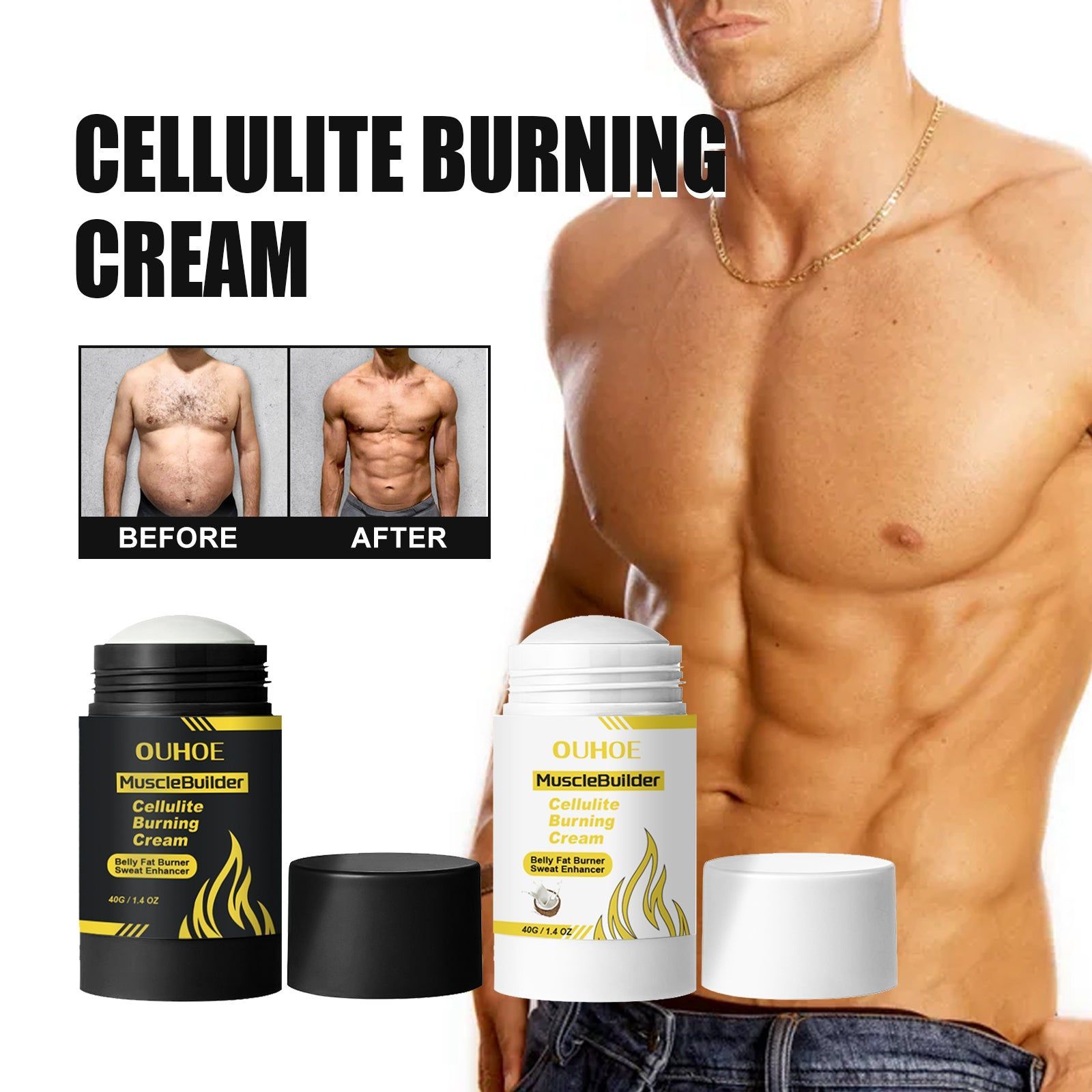 Body Care Cream, Boost Abdominal Heat, Tighten Skin, Enhance Sweat, Fat Burn ,40g