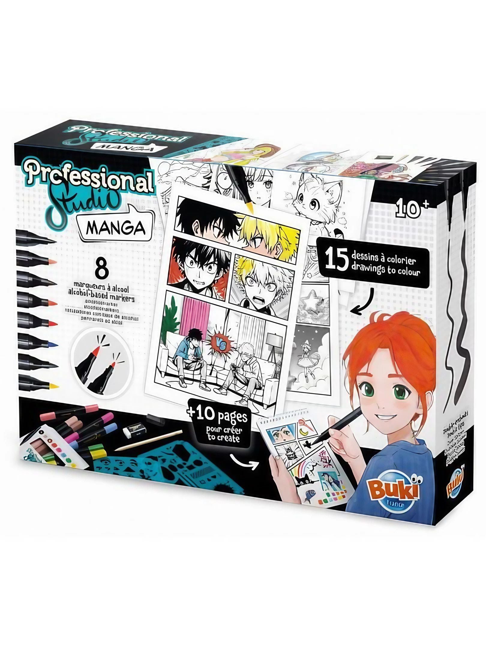 مجموعة أدوات رسم المانغا الاحترافية "Buki France Professional Studio"، 25 صفحة، غلاف ورقي، 10 سنوات فما فوق