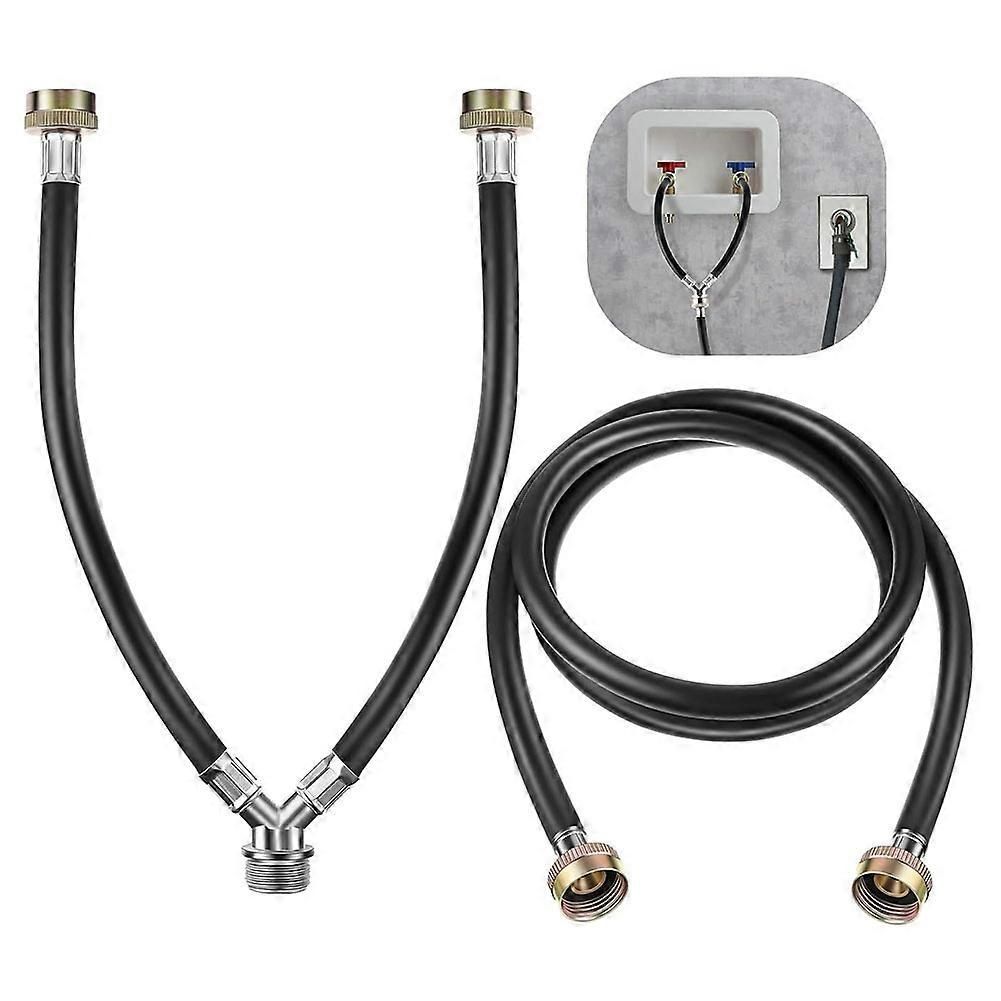 Y Mixer Hose Connector with Washing Machine Hose, Hot and Cold Water Supply Splitter and Washing Machine Connector