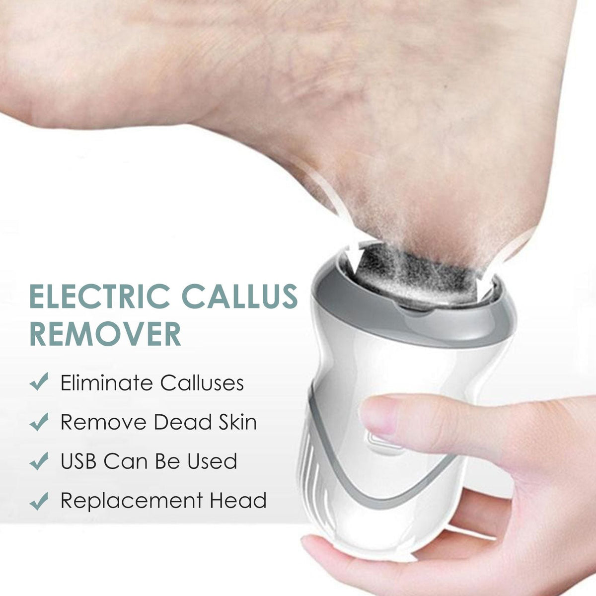 Electric Foot Callus Remover Foot Grinder Pedicure Device With 3 Grinding Heads