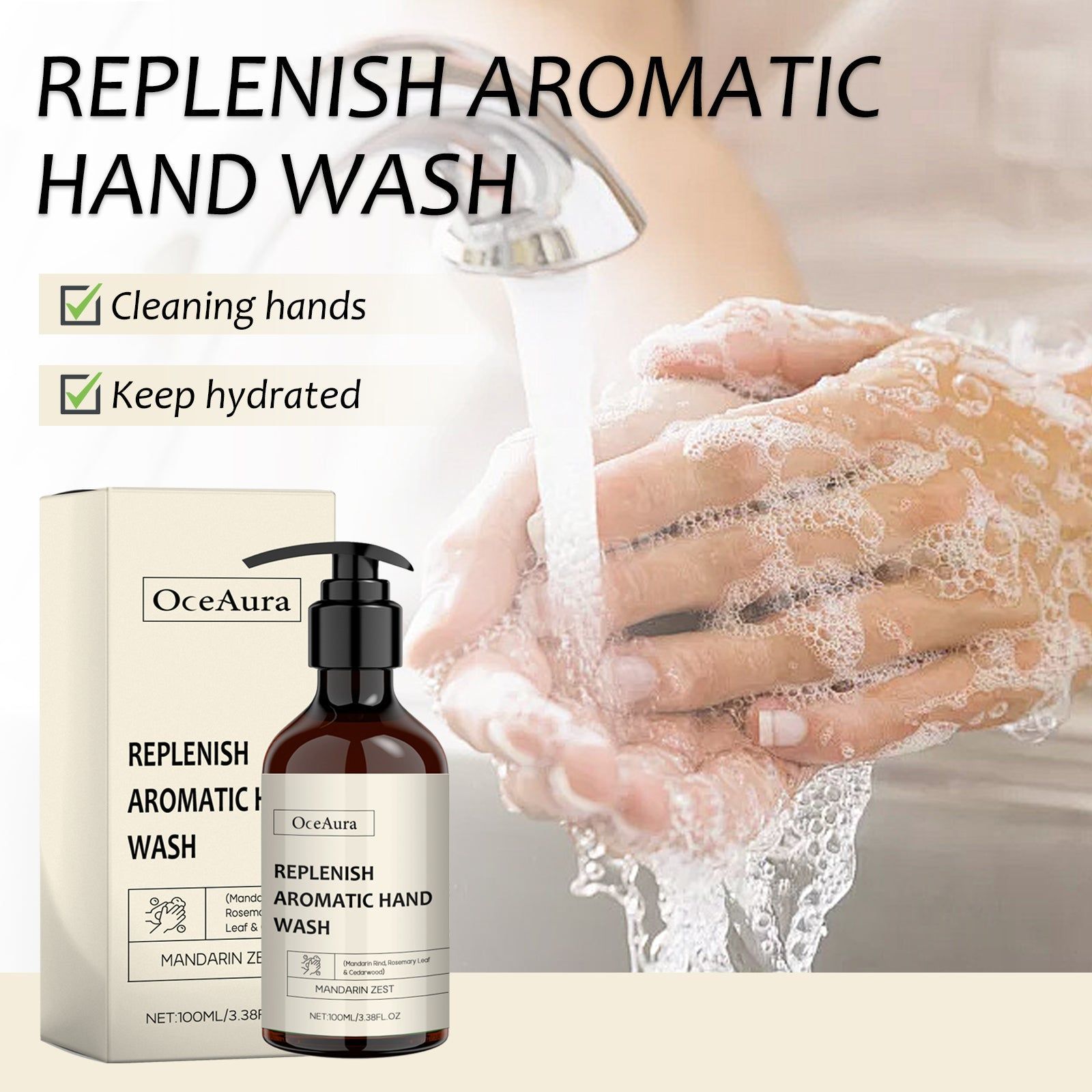 Nourishing Hand Sanitizer, Gentle Clean Hands, Moisturizing, Natural Citrus ,100ml