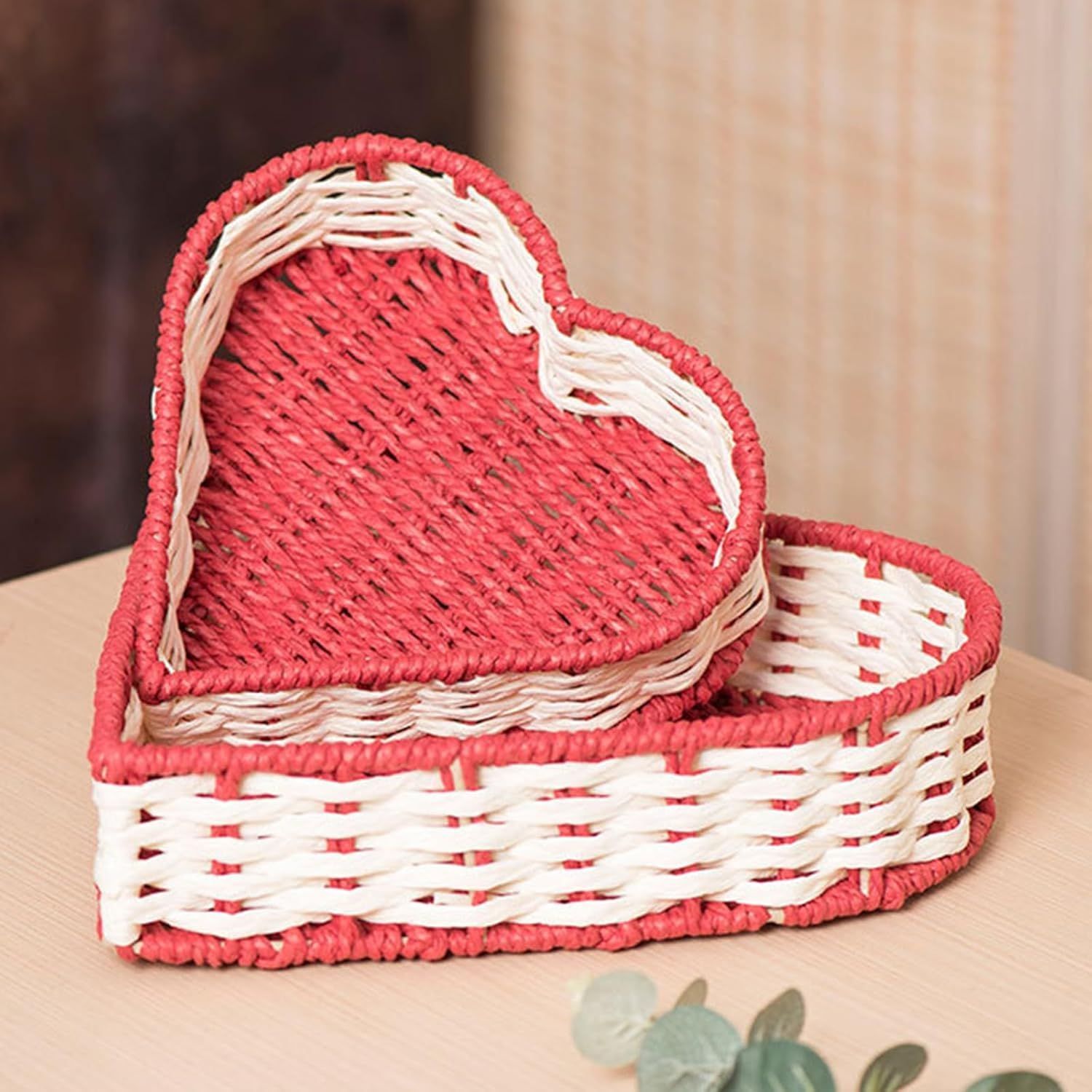2 Pack Decorative Heart Shaped Basket Fruit and Vegetable Display Organiser for Home Office