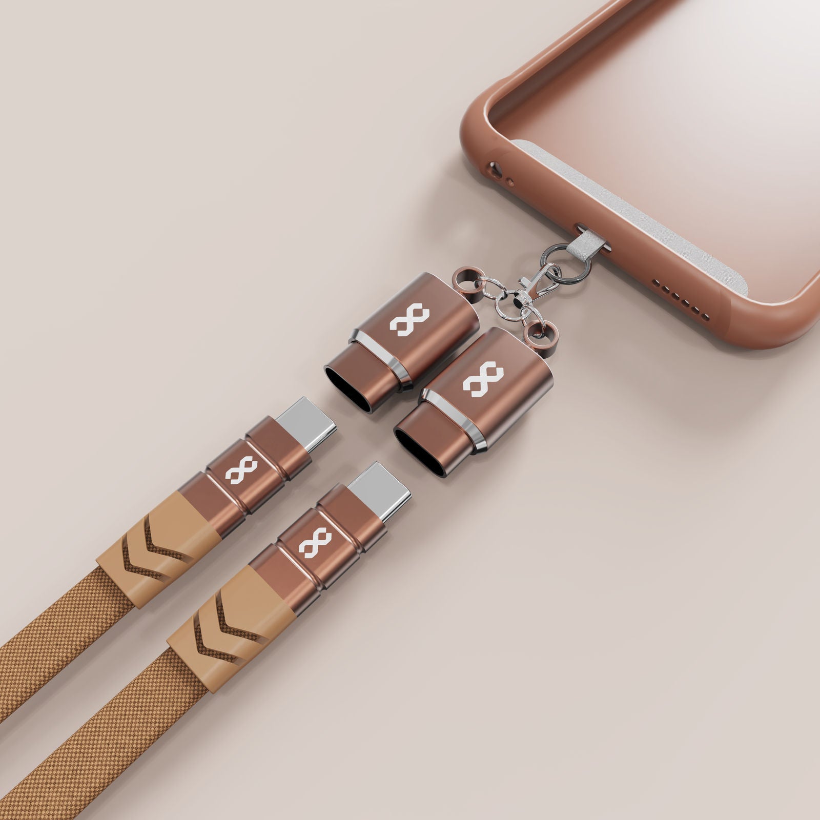 كابل Infinyty 2 في 1 USB-C إلى USB-C مضفر 60 وات، 1 متر