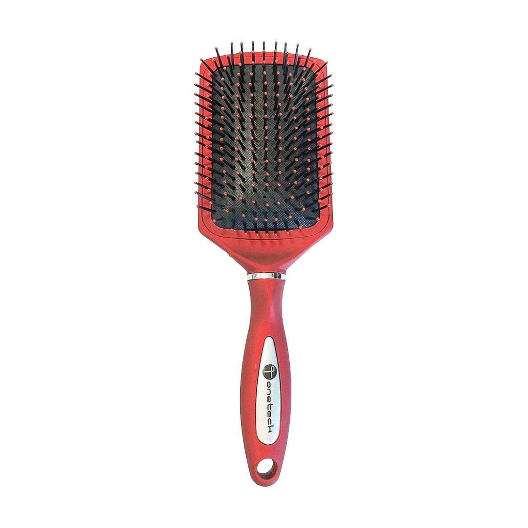 Onetech Cushioned Paddle Hair Brush, Metallic Red
