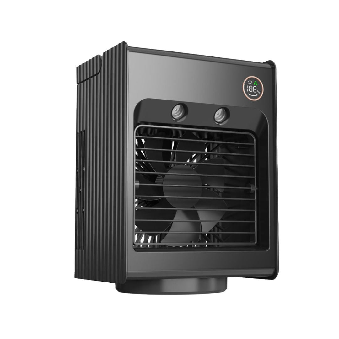 Porodo Lifestyle Air & Mist Portable Cooling Fan With Night Light, Black