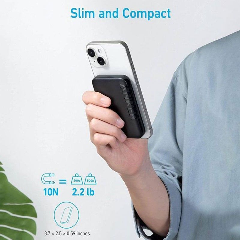 Anker 321 PowerCore MagGo 5000mAh Wireless Power Bank, Black