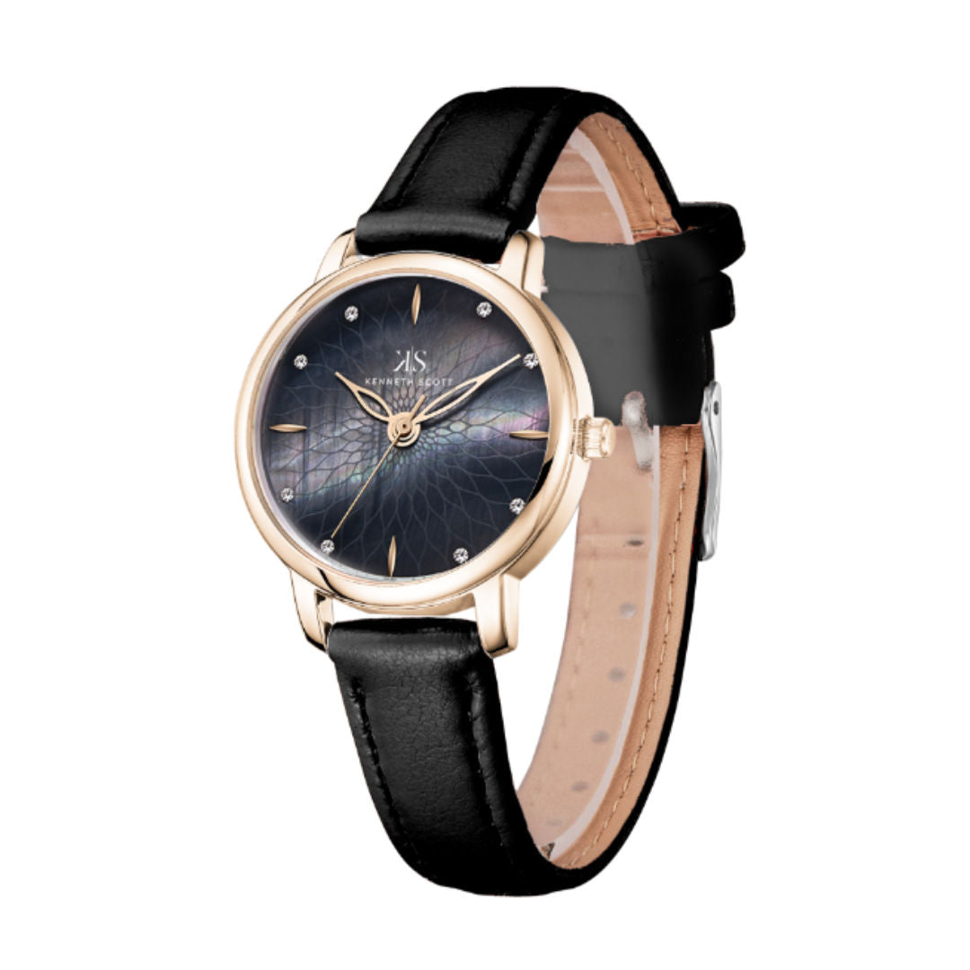 Kenneth Scott Women' s Quartz Analog Watch with Leather Strap, K22524 Series