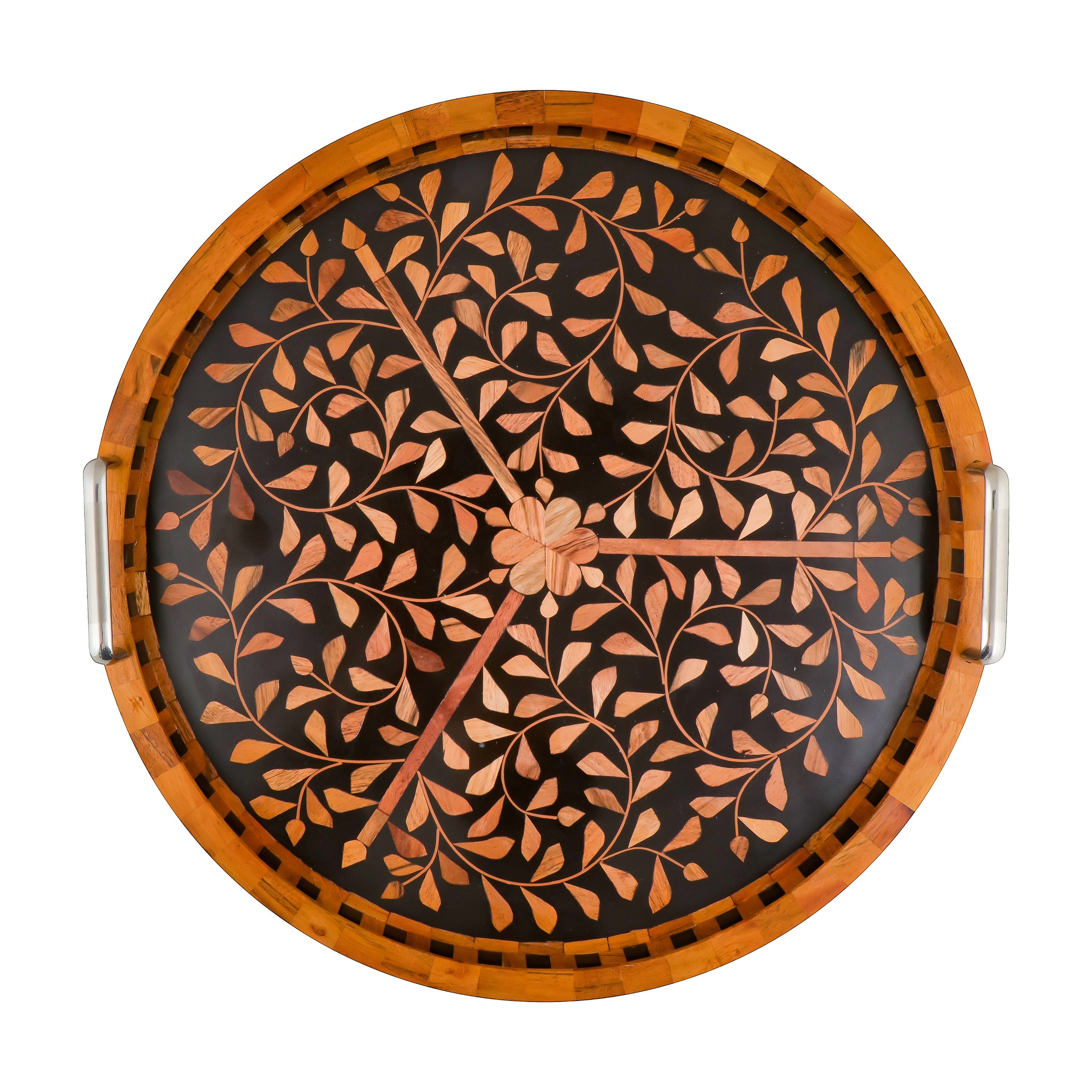 Raw Home-Round Tray Floral Design