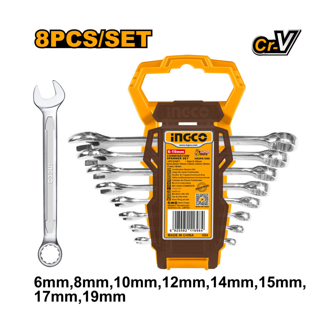 INGCO 8-Pieces Combination Spanner Set