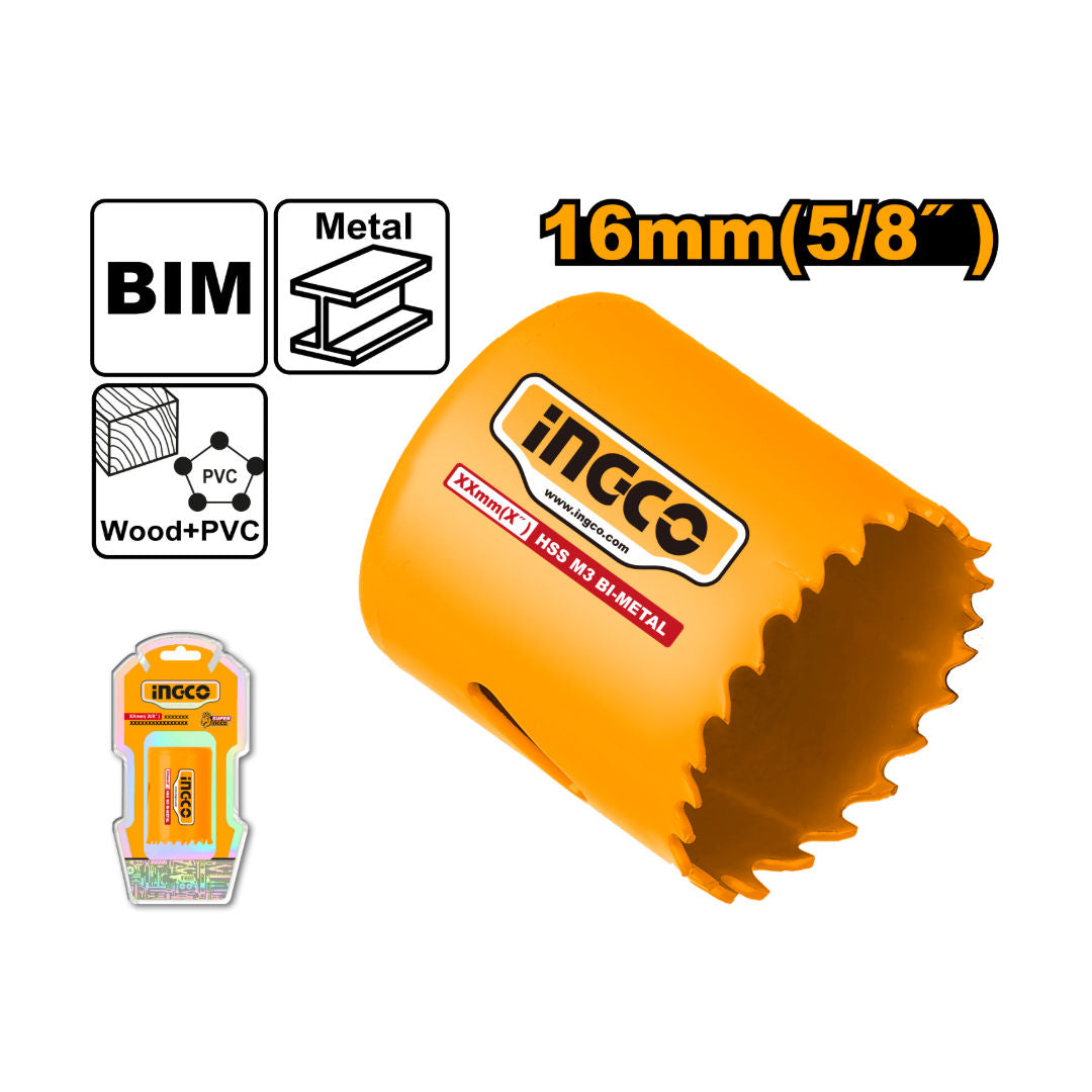 INGCO HSS Bi-Metal Hole Saw, 38mm Depth