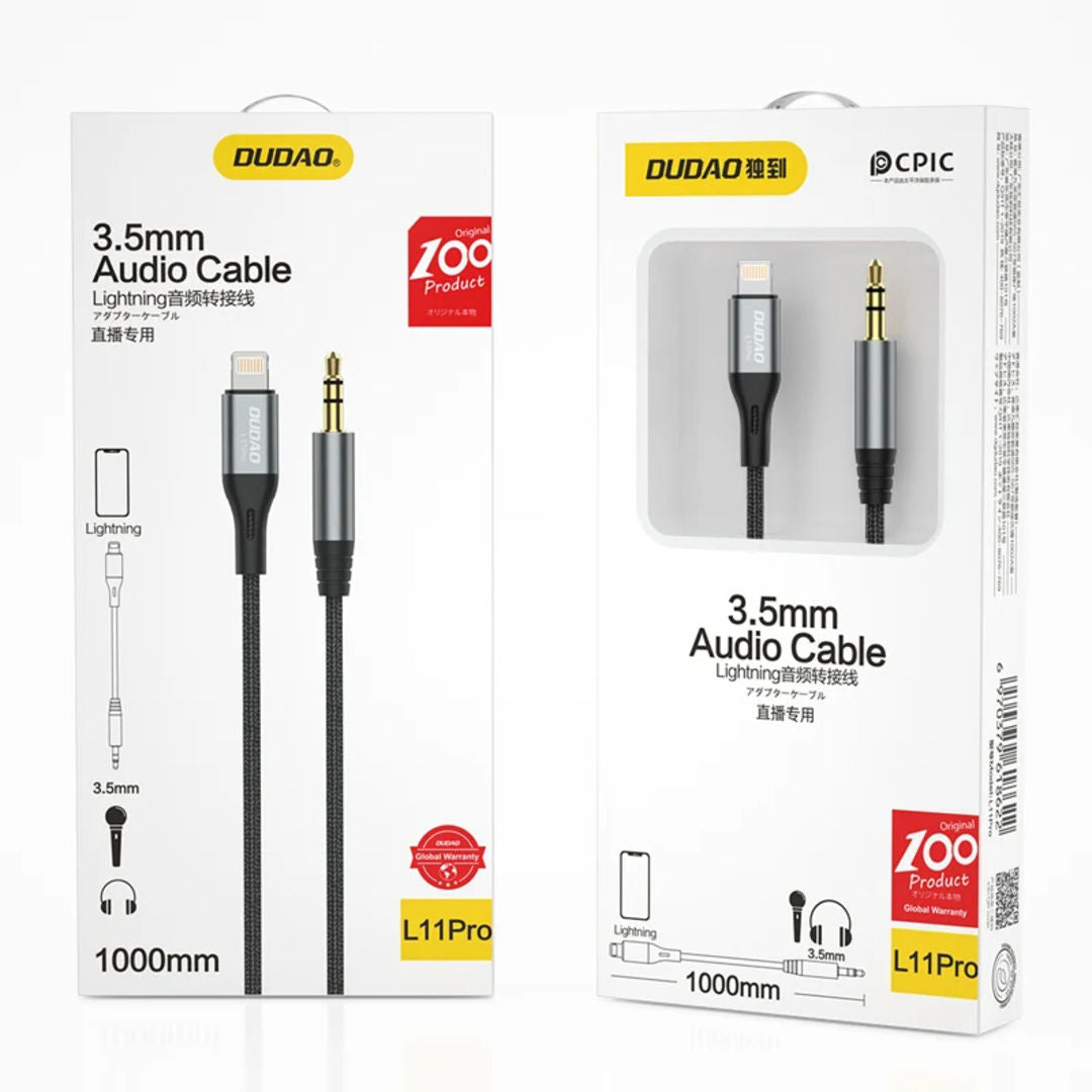 DUDAO L11Pro Audio Cable Lightning to 3.5mm, Gray