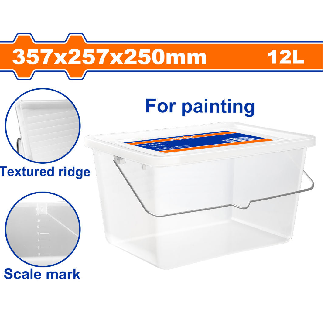 WADFOW Paint Bucket 12L, Durable Pp Plastic, Lightweight 700g, Easy-Carry Handle