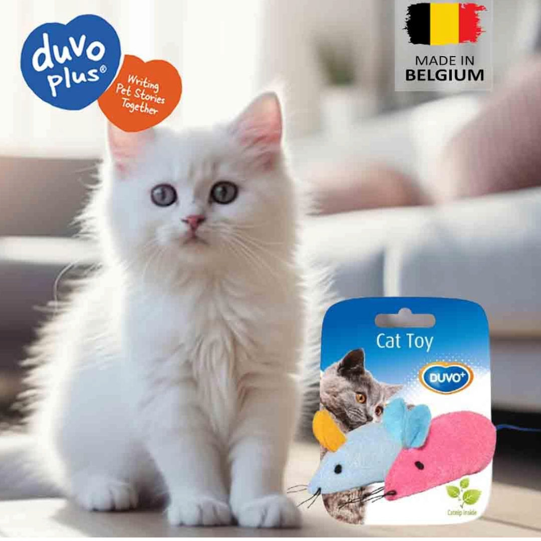 Duvo+ Assortment of Mice Cat Toys, Blue/Pink, 2-Pieces, 6x5x3cm