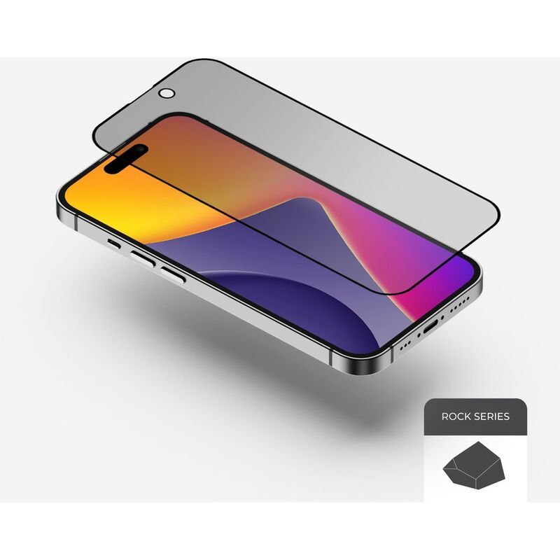 Blupebble Graphene Rock Series Privacy Tempered Glass Screen Protector 2.5D For iPhone 16 Pro & iPhone 16 Pro Max