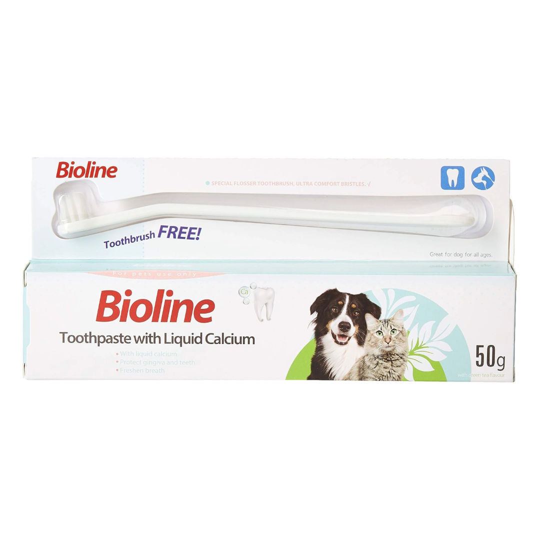 Bioline Dental Hygiene Set For Dogs & Cats With Liquid Calcium, 50gm