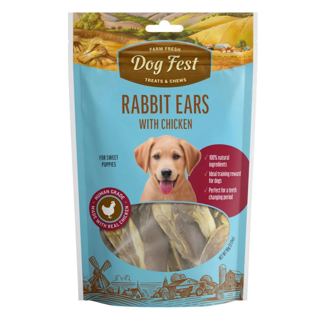 Dog Fest Rabbit Ears With Chicken For Puppies, 90gm