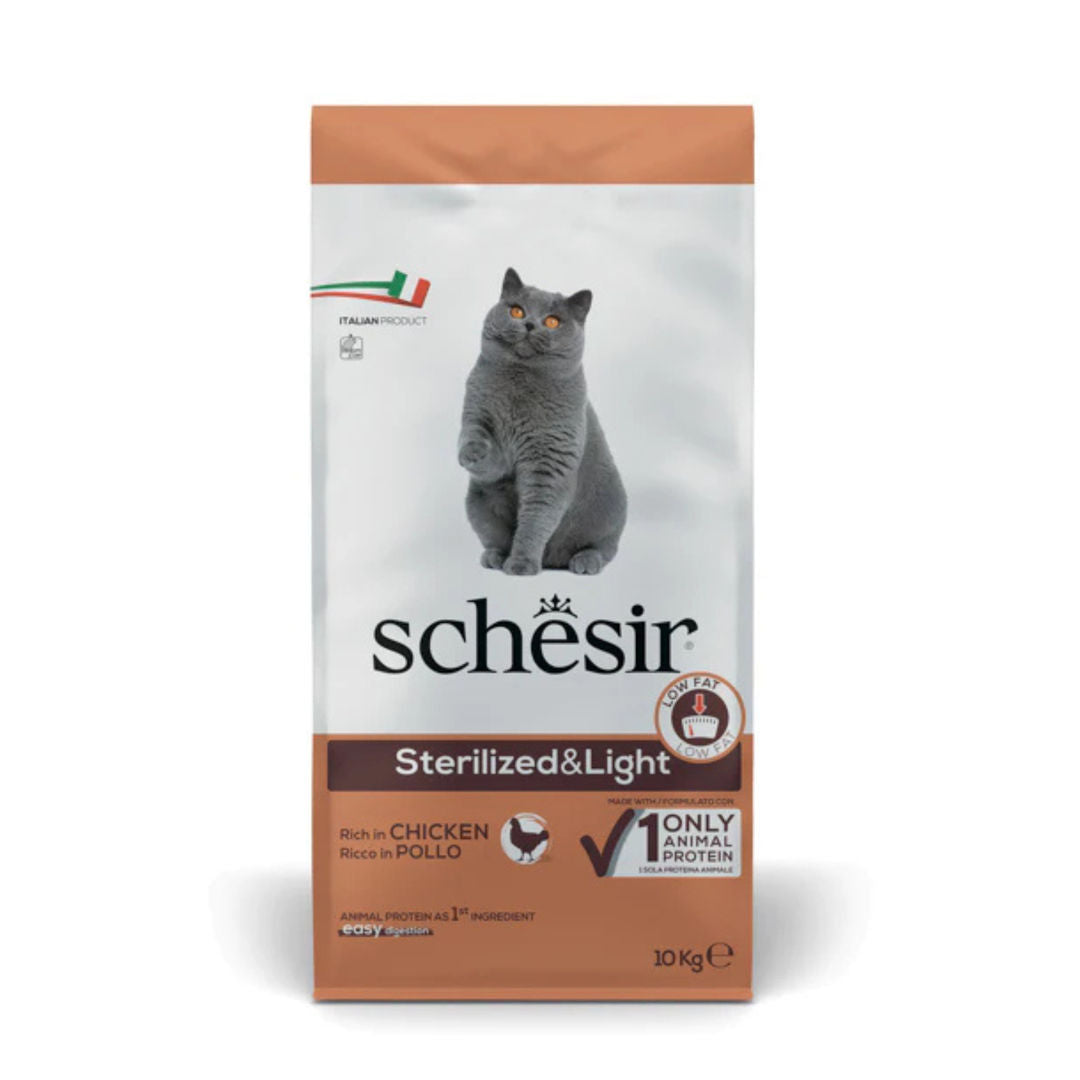 Schesir Sterilized & Light Rich in Chicken Dry Food For Cat, 10kg