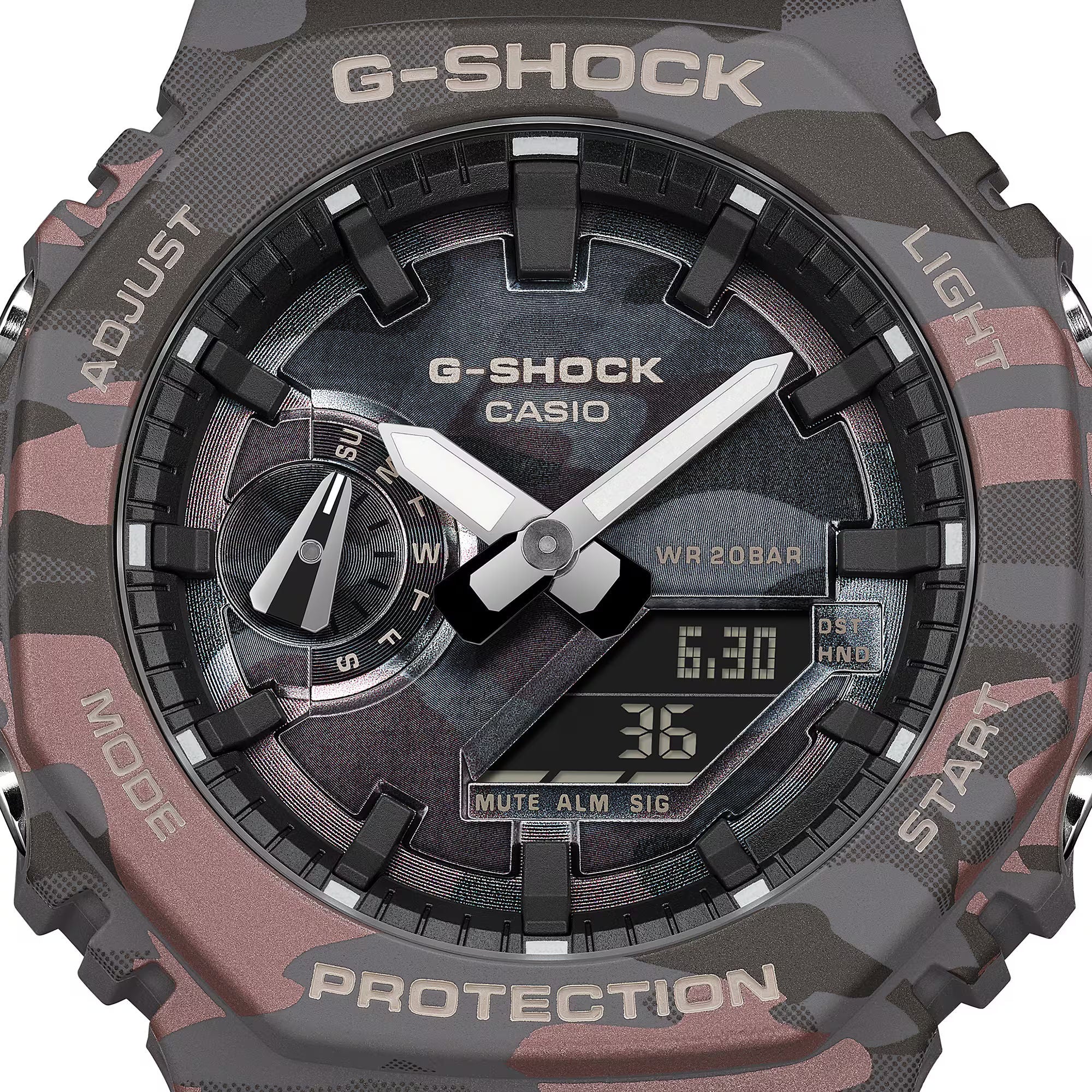 Casio G-SHOCK Analog-Digital 2100 Series GA-2100CMD-8ADR, Camouflage Dial Bio-Based Resin Shock Resistant Watch
