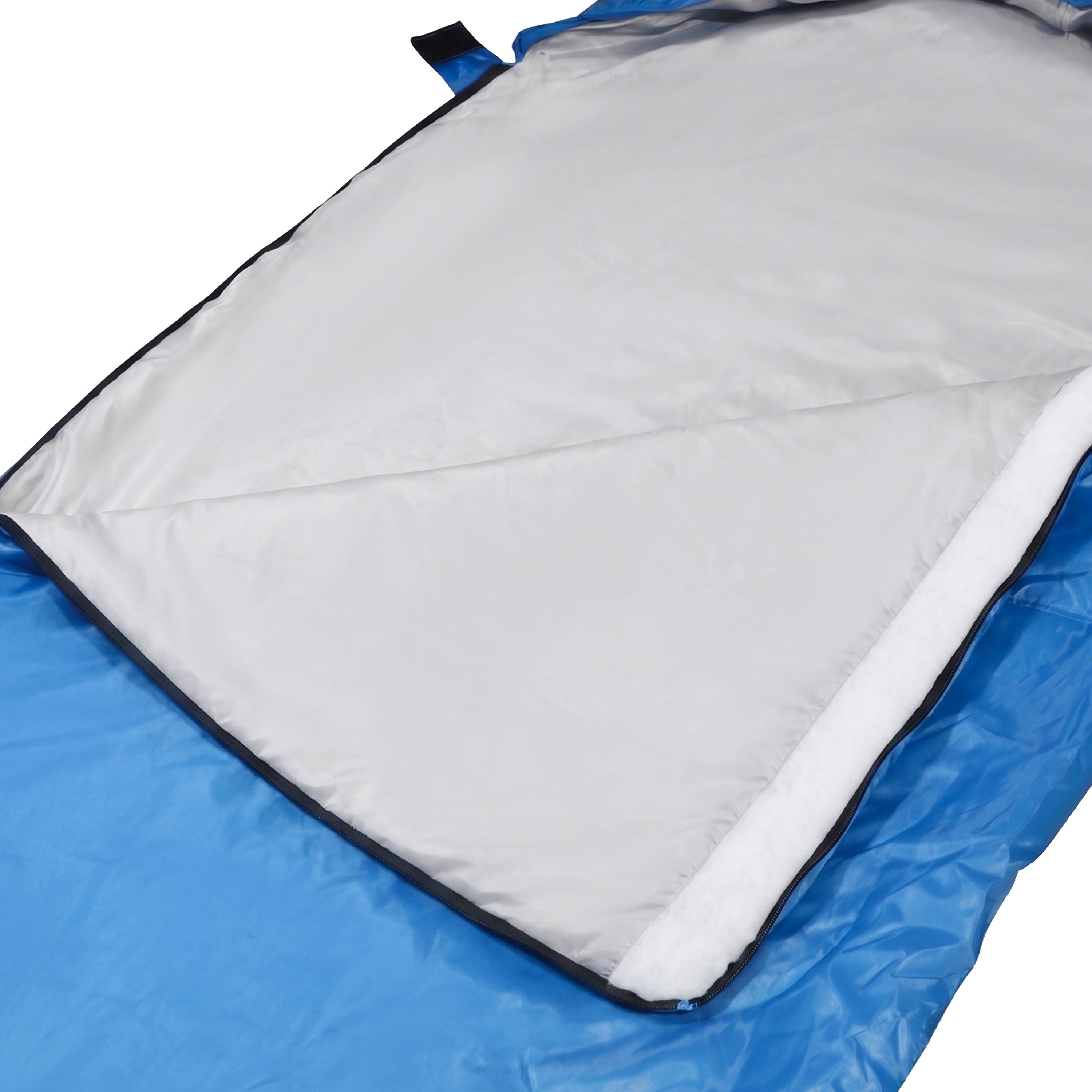 Lightweight Polyester Envelope Sleeping Bag with Hood & Compression Stuff Sack, Blue