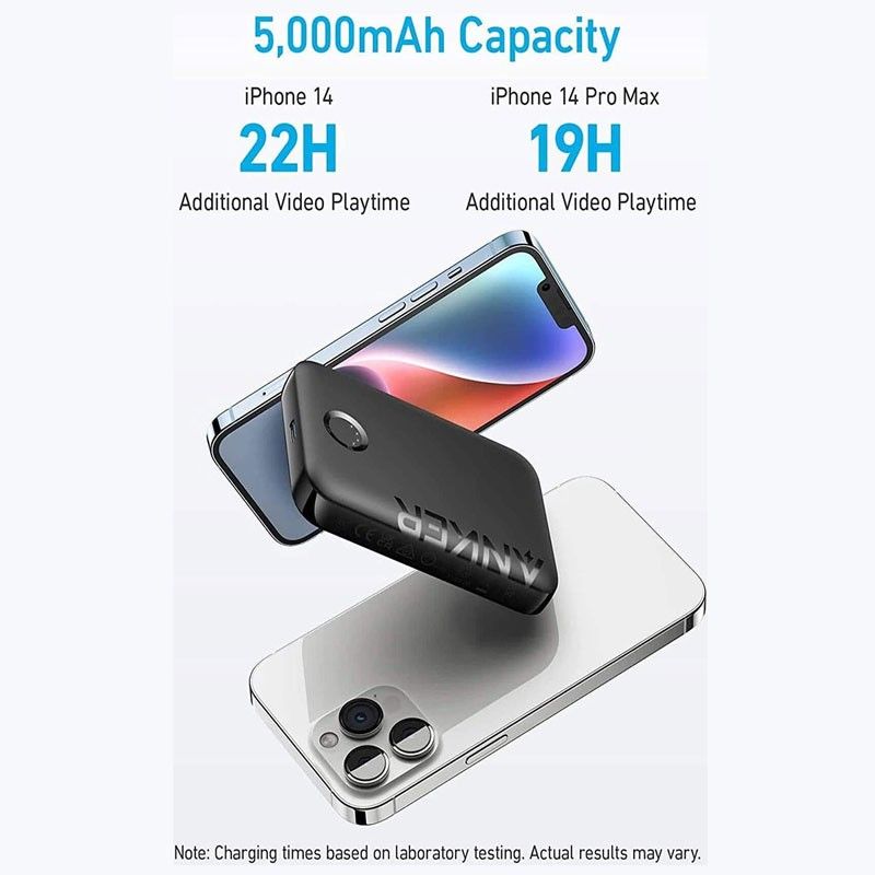 Anker 321 PowerCore MagGo 5000mAh Wireless Power Bank, Black