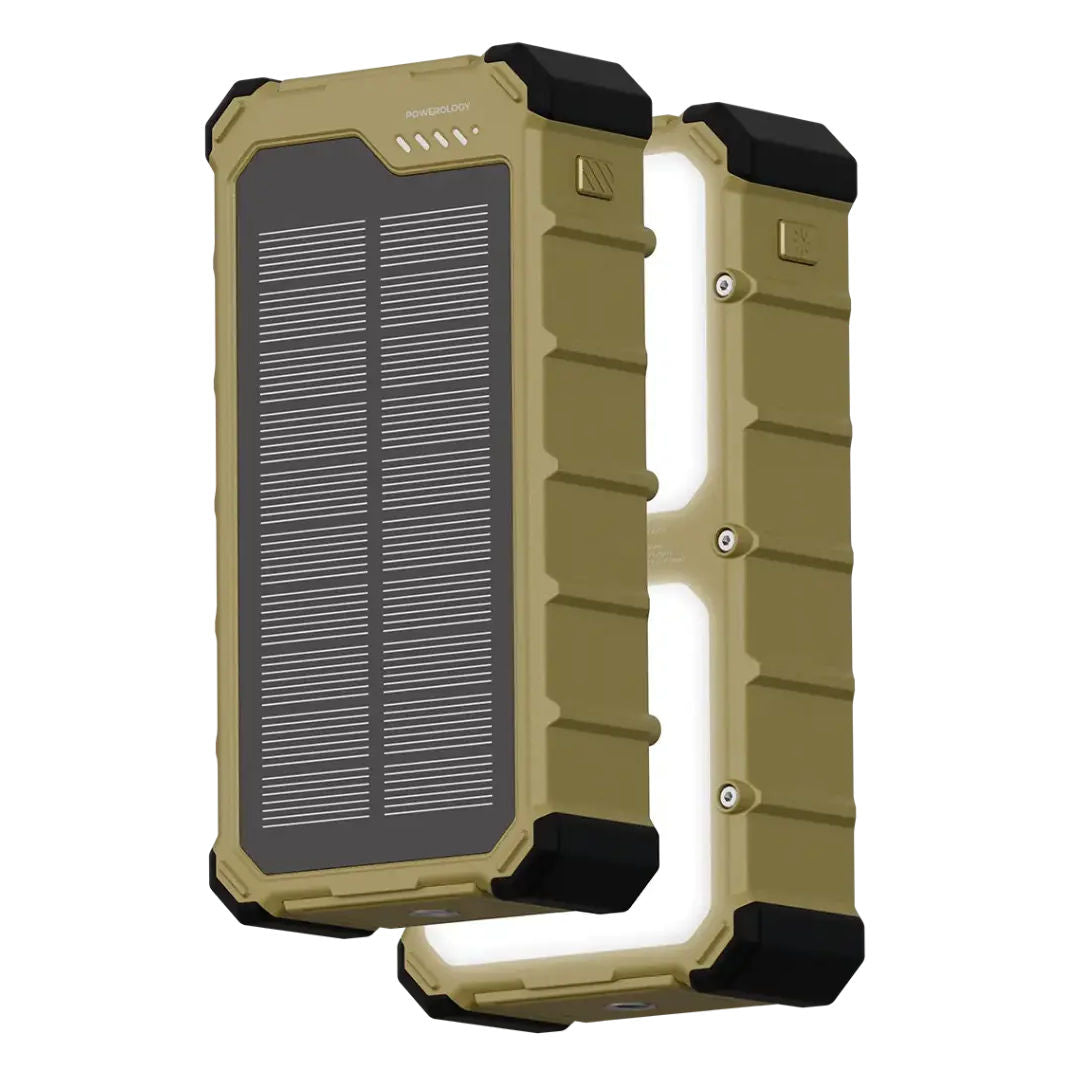 Powerology Solara 20000mAh Solar Power Bank, Khaki
